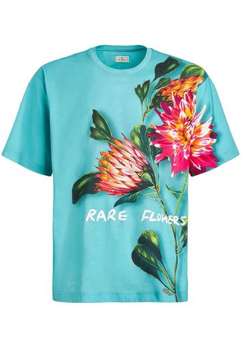 ETRO floral-print cotton T-Shirt - Blau