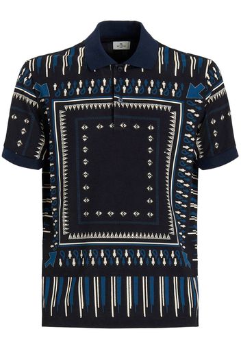 ETRO geometric-print cotton polo shirt - Blau
