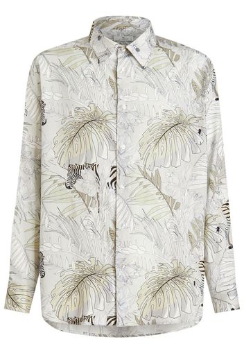 ETRO leaf-print long-sleeve shirt - Grau