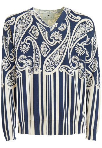 ETRO paisley-print V-neck jumper - Blau