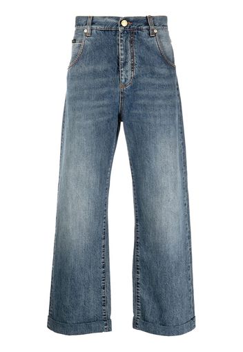 ETRO logo-patch straight-leg jeans - Blau