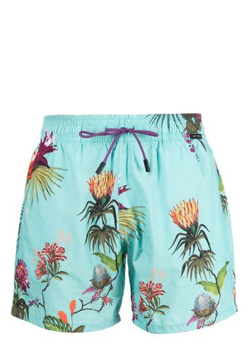 ETRO floral-print drawstring swim shorts - Blau