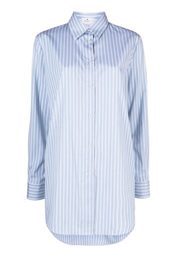 ETRO embroidered-logo striped shirt - Blau