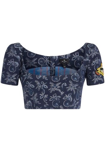 ETRO Cropped-Top mit Blumenmuster - Blau