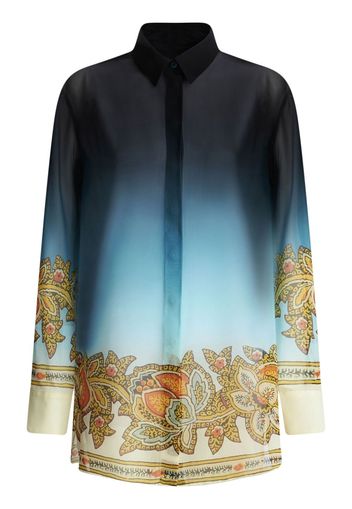 ETRO Seidenhemd mit Blumen-Print - Blau