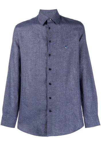 ETRO logo-embroidered linen shirt - Blau