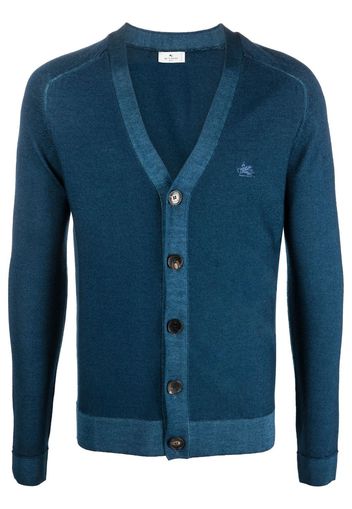 ETRO logo-embroidered wool cardigan - Blau