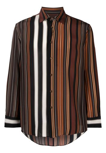 ETRO striped long-sleeve silk shirt - Braun