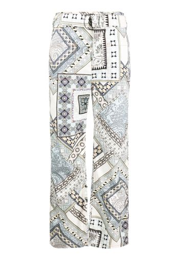 ETRO patchwork-print straight-leg trousers - Weiß