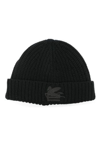 ETRO Pegaso-embroidered ribbed beanie - Schwarz