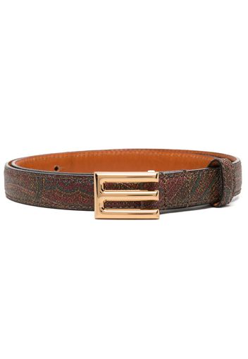 ETRO logo-buckle paisley leather belt - Braun