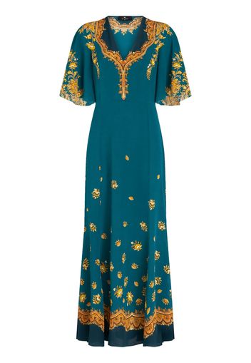 ETRO floral-print silk dress - Blau