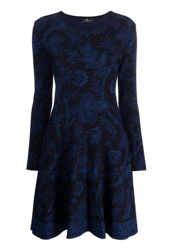 ETRO floral-jacquard fluted minidress - Blau