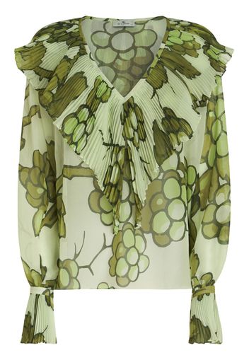 ETRO Berry-print ruffled blouse - Grün