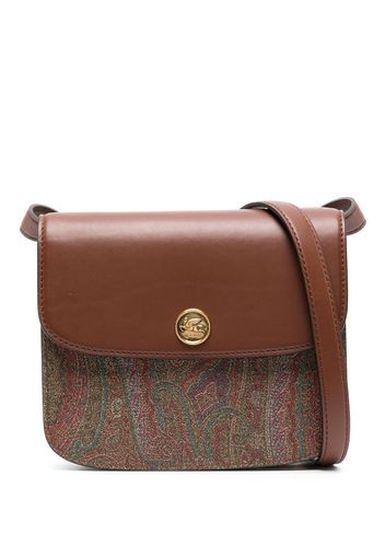 ETRO paisley-print leather crossbody bag - Braun