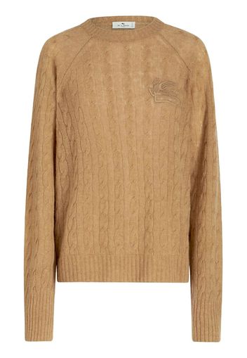 ETRO logo-embroidered cable-knit jumper - Nude