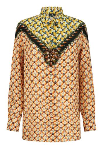 ETRO floral-print silk shirt - Braun