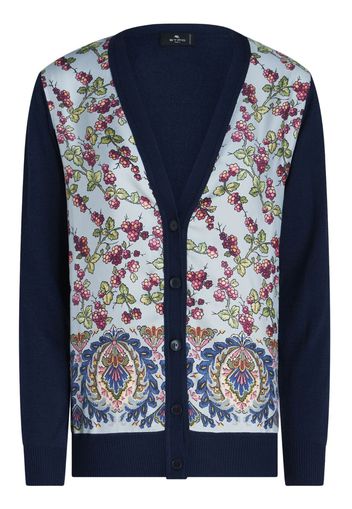 ETRO grape-print cotton-blend cardigan - Blau