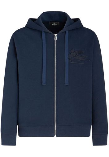 ETRO logo-embroidered zip-up cotton jacket - Blau