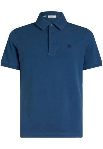 ETRO logo-embroidered piqué polo shirt - Blau