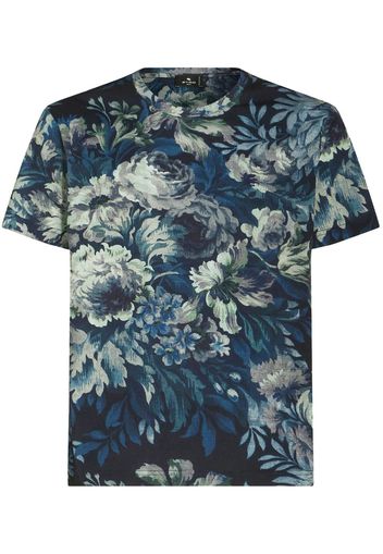 ETRO botanical-print cotton T-shirt - Blau