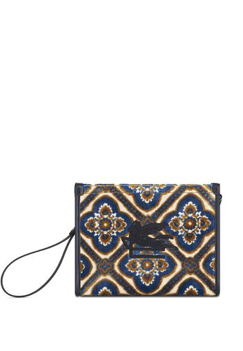 ETRO logo-embroidered jacquard makeup bag - Nude