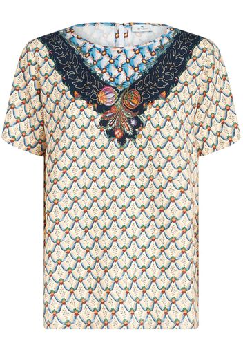 ETRO graphic-print short-sleeved blouse - Weiß