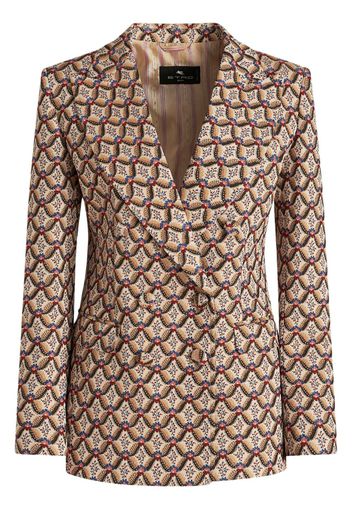 ETRO floral-jacquard double-breasted blazer - Braun