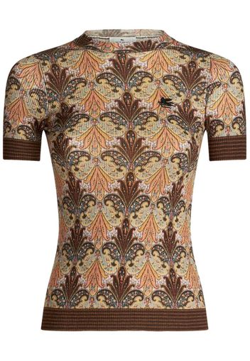 ETRO paisley-print ribbed-knit top - Braun