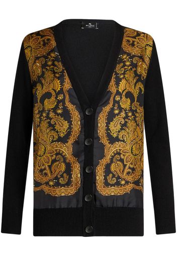 ETRO paisley-print panelled cardigan - Blau