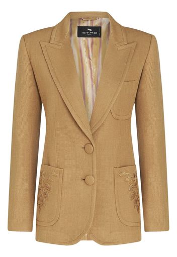 ETRO embroidered-detail single-breast blazer - Braun