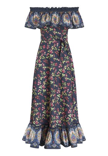 ETRO floral-print off-shoulder dress - Blau