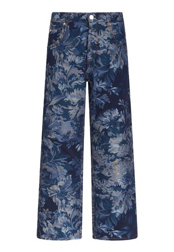 ETRO Weite Jeans mit Jacquard-Blumenmuster - Blau