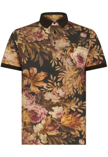 ETRO floral-print cotton polo shirt - Schwarz