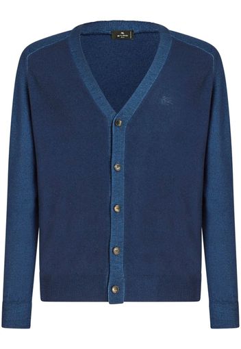 ETRO logo-embroidered virgin-wool cardigan - Blau