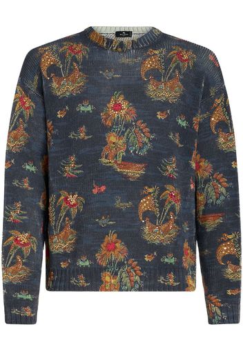 ETRO motif-print silk-linen jumper - Blau