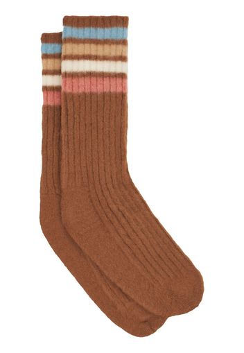 ETRO striped colour-block wool-blend socks - Braun
