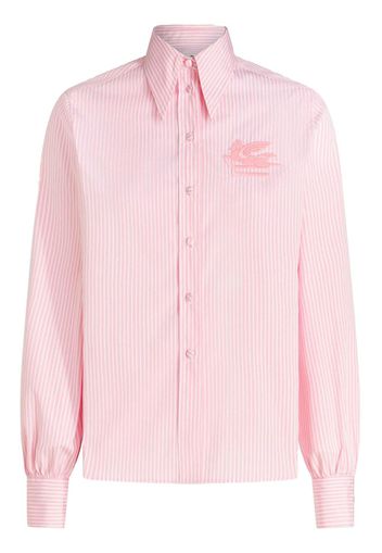 ETRO logo-embroidered striped cotton shirt - Rosa