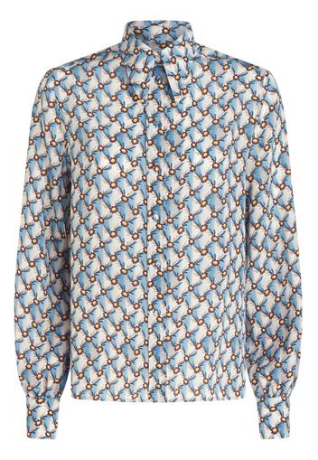 ETRO floral-print silk shirt - Blau