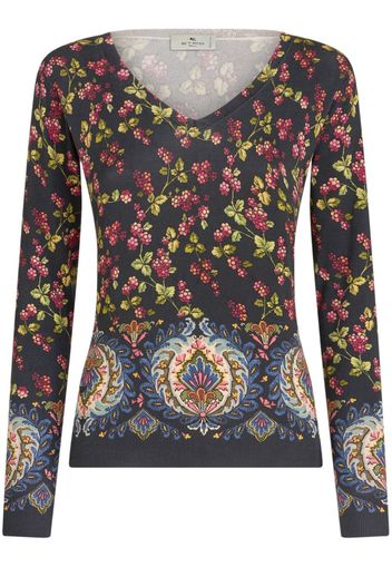 ETRO floral-print knitted top - Blau