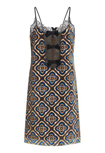 ETRO geometri-print lace-trim dress - Blau