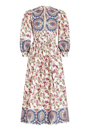 ETRO floral-print balloon-sleeve dress - Weiß