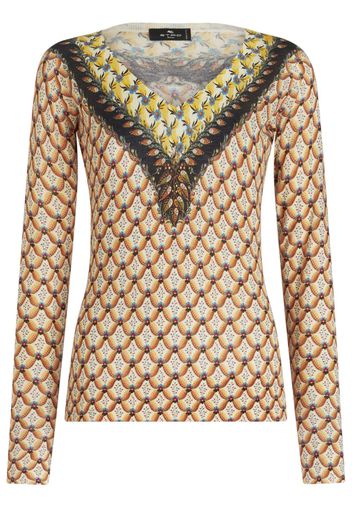 ETRO floral-print knitted top - Orange