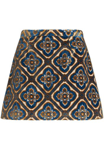 ETRO graphic-patter velvet-effect skirt - Blau