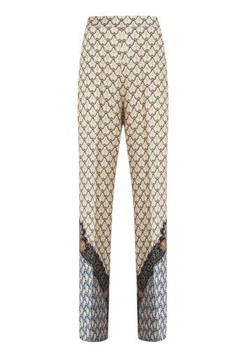 ETRO graphic-print straight-leg trousers - Nude