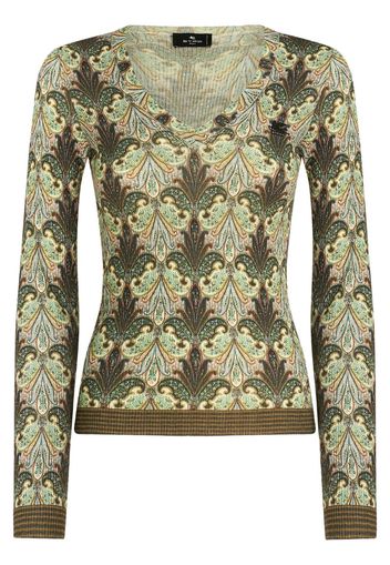 ETRO graphic-print virgin-wool top - Nude