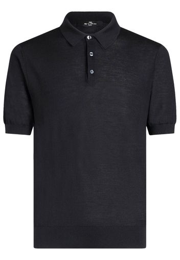 ETRO Pegaso-embroidered knitted polo shirt - Schwarz