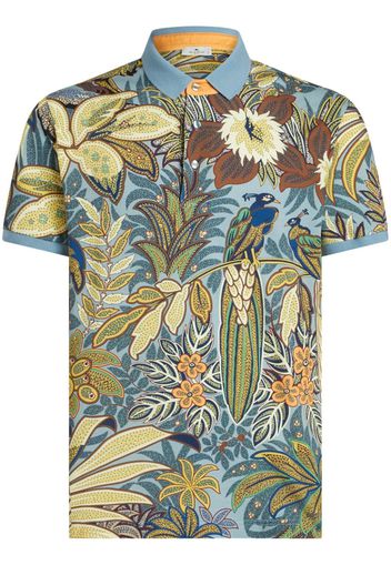 ETRO peacock-print cotton polo shirt - Mehrfarbig