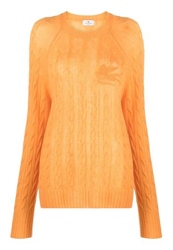 ETRO logo-embroidered cable-knit jumper - Orange