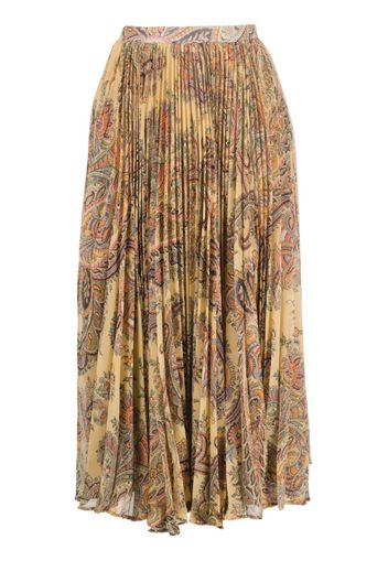 ETRO paisley-print pleated silk midi skirt - Nude